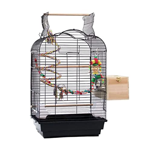Massiver großer Vogelkäfig, tragbarer Metall-Vogelkäfig, Edelstahl, einfache langlebige Vogelhaus-Transportbox für drinnen und draußen, Schwarz Massiver großer Vogelkäfig, tragbarer Metall-Vogelkäfig, Edelstahl, einfache langlebige Vogelhaus-Transportbox für drinnen und draußen, Schwarz von KXQYIKYI