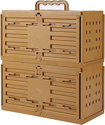 Solider tragbarer Vogelkäfig, rechteckig, Flugkäfig, Haustierprodukte, Vogelkäfig, Papageien, Vogelzuchtbox, Heimkiste, Gehege für Vögel (Braun, 2 Stück) von KXQYIKYI