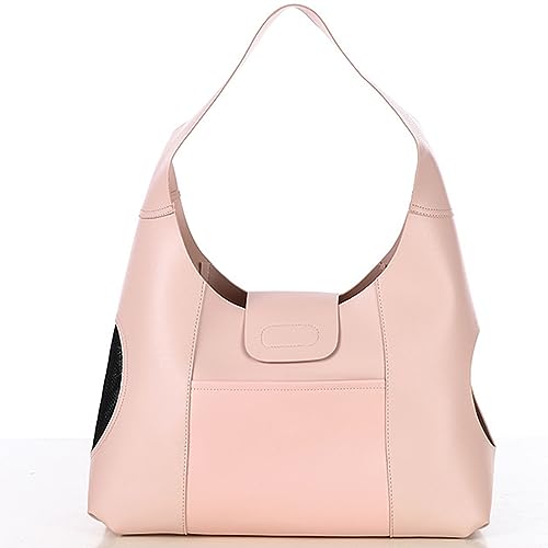 Tragbarer Haustier-Rucksack, weich und einfach zu reinigen, faltbar und aufbewahrt, mit atmungsaktivem Netz, 1-schulterer Messenger-Haustasche für das Reisen (Pink) von KXQYIKYI