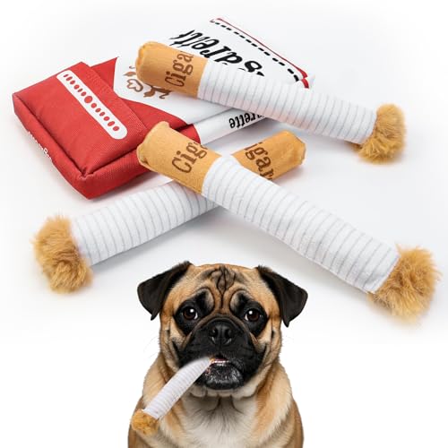 Interaktives Hundespielzeug Zigarette Quietschendes Hunde Zigaretten Spielzeug Plüsch Zigaretten Hundespielzeug mit Einer Box Lustiges Welpenspielzeug für Kleine, Mittelgroße, Große Hunde von KXVXXV