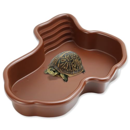 KXVXXV Reptilien Badebecke Schildkröten Wasserschale mit geneigter Futterplatte Wasserschale Terrarium Zubehör Schildkröten Zubehör für Schildkröte Gecko Schlangenschildkröte von KXVXXV