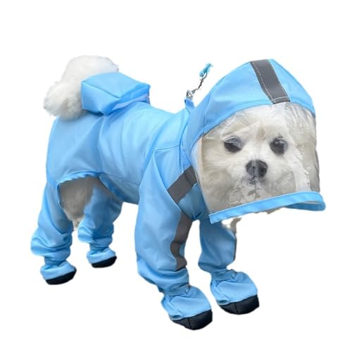 Hunde-Regenmantel für kleine Hunde, Regenjacke mit Kapuze, Loch für die Leine für Schnauzer, Beagles, Französische Bulldogge, Mini-Pincher, Größe S von KXWDKJ