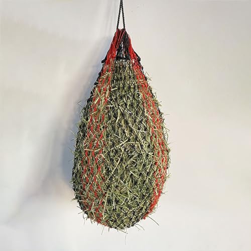 KXWDKJ Pferdefutterbeutel, Heunetze für Pferde, langsames Füttern, 3,8 cm Löcher, Rot / Schwarz, für Pferde und Ziegen, gesündere Fütterungslösung (3 Stück, 114 cm) von KXWDKJ