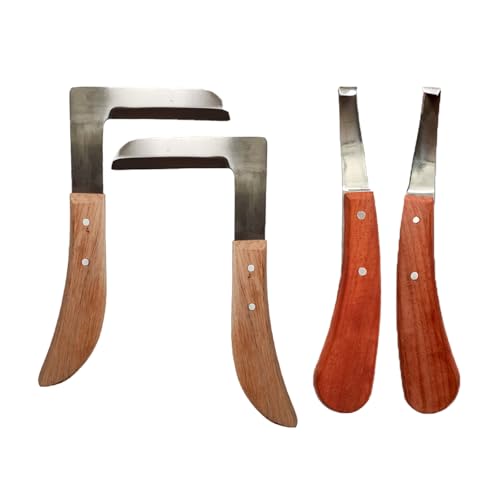 KXWDKJ Ziegenhufschneider Kit Hufmesser für Schweine, Rinder, Kühe und Pferde (Linkshänder Gerades Messer + gebogenes Messer) von KXWDKJ