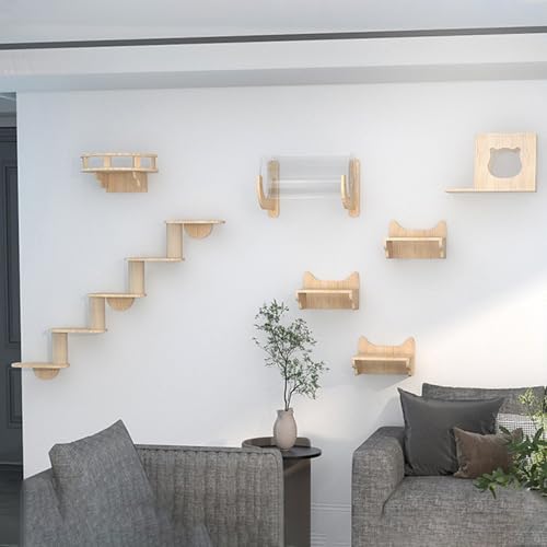 Katzenkletterwand Katzenmöbel inklusive Hausbrücke Tunnel Stufen Kratzbaum für Mehrkatzen-Haushalte von KXWDKJ