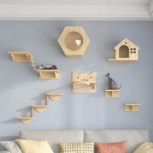 Katzenmöbel zur Wandmontage, aus Holz, inkl. Hausbrücke, Stufen für Mehrkatzen-Haushalte Katzenmöbel zur Wandmontage, aus Holz, inkl. Hausbrücke, Stufen für Mehrkatzen-Haushalte von KXWDKJ