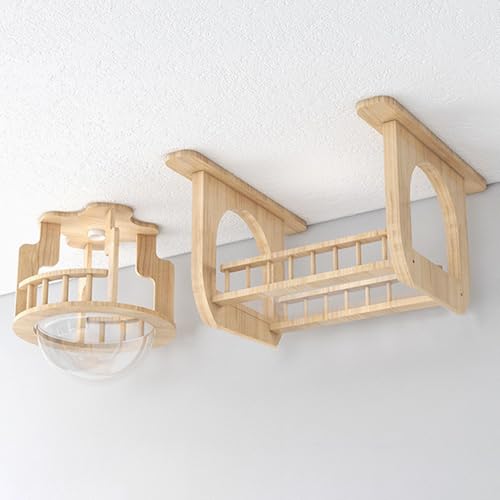 Katzenregale für Wand Katzenklettern an der Decke installiert inkl. Dachbodenbrücke (Himmelboden + Glasplankenstraße) von KXWDKJ