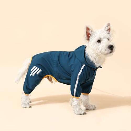 Regenjacke für Hunde, Regenmantel mit Loch für die Leine für Outdoor-Abenteuer, Spaziergänge, Blau, Größe XL von KXWDKJ