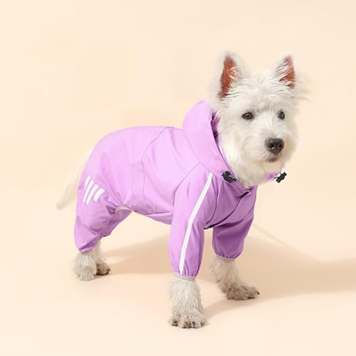 Regenjacke für Hunde, Regenmantel mit Loch für die Leine für Outdoor-Abenteuer, Spaziergänge, Lila, Größe XXL von KXWDKJ