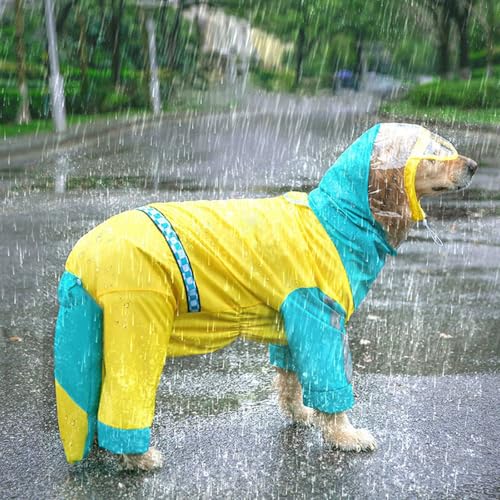 Regenjacke für Hunde, große Hunde, wasserdicht, für mittelgroße und große Hunde wie Golden Retriever, Labrador, Dobermänner und Schäferhunde (Gelbblau, 3XL) von KXWDKJ