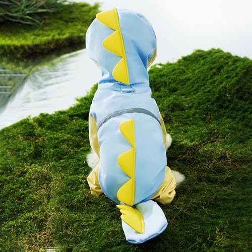 Regenmantel für kleine Hunde, Teddy, mit Kapuze, reflektierenden Streifen, Loch für kleine Hunde, Blau, Größe XL von KXWDKJ