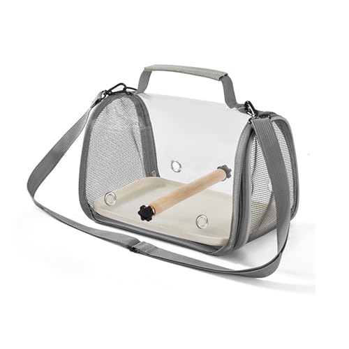 Vogelträger-Rucksack, Vogeltasche, Panoramablick, atmungsaktiv, faltbar, mit Sitzstange, herausnehmbares Tablett, für Pfingstrosen, kleine Sonne, Tigerhaut, Mönch (Grau) von KXWDKJ