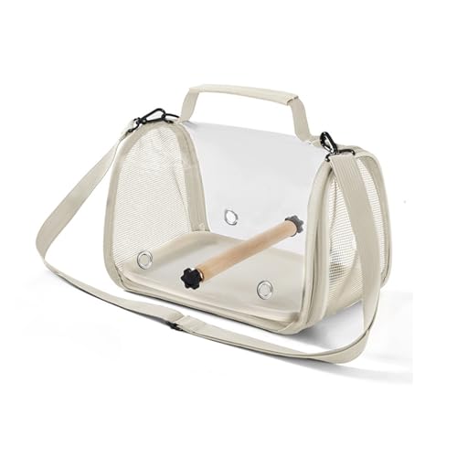 Vogelträger-Rucksack, Vogeltasche, Panoramablick, atmungsaktiv, faltbar, mit Sitzstange, herausnehmbares Tablett, für Pfingstrosen, kleine Sonne, Tigerhaut, Mönch (weiß) von KXWDKJ