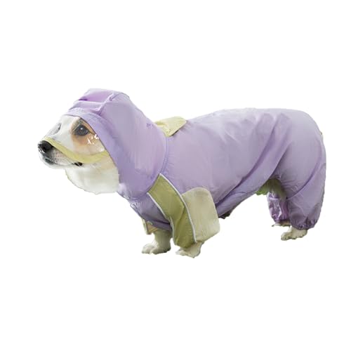 Welpen-Regenmantel für Welpen, undurchlässig, mit Loch für die Kapuze, für Corgi, Outdoor-Abenteuer, Spaziergänge, Violett, Größe M von KXWDKJ