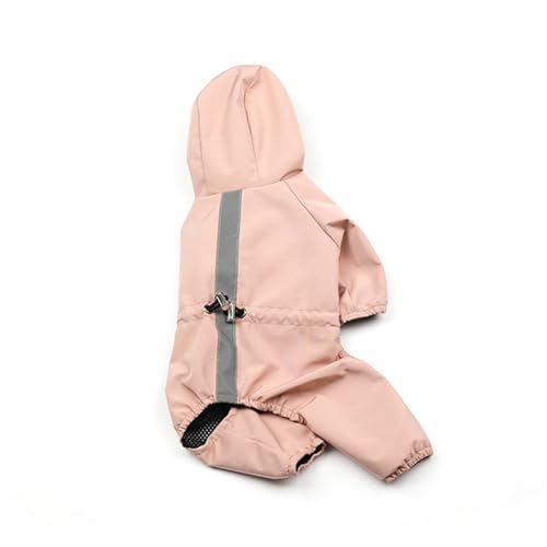 Welpen-Regenmantel für kleine Hunde, wasserdicht, mit Kapuze, Loch für die Leine, reflektierende Streifen, für Schnauzer-Beagles, Französische Bulldogge, Mini-Pincher (Rosa, XL) von KXWDKJ