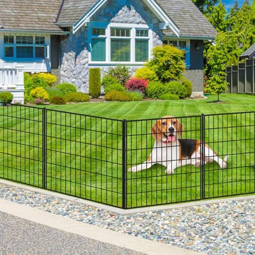 10 Paneele Gartenzaun Tierbarriere, 66 cm (H) x 6,4 m (L), Hundezaun für den Außenbereich, rostfrei, kein Graben, dekorativer hoher Gartenzaun, Metalldraht, Bordüre, Terrasse, Kaninchen, Erdspieße, von KYATE