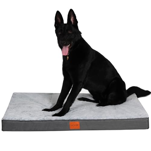 KYG Orthopädisches Hundebett Grosse Hunde Hundekissen Waschbar Hundematte für große, mittelgroße Hunde Flauschig Hundematratze, XL, 105x70x8cm, Grau von KYG