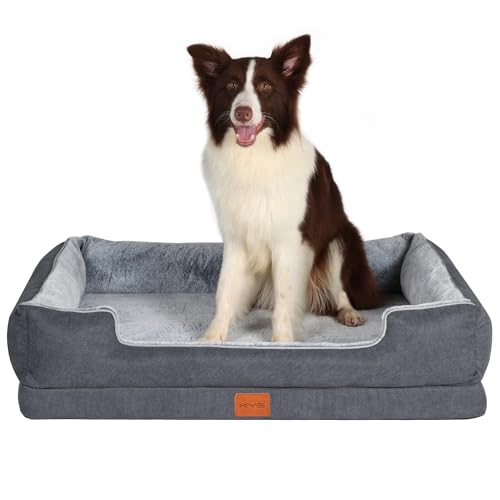 KYG Hundebett Orthopädisches Hundebetten Ergonomisches Hundekissen für Hunde, Bezug abnehmbar waschbar, Hundebett Grosse Hunde, L, 90x70x20cm, Grau KYG Hundebett Orthopädisches Hundebetten Ergonomisches Hundekissen für Hunde, Bezug abnehmbar waschbar, Hundebett Grosse Hunde, L, 90x70x20cm, Grau von KYG