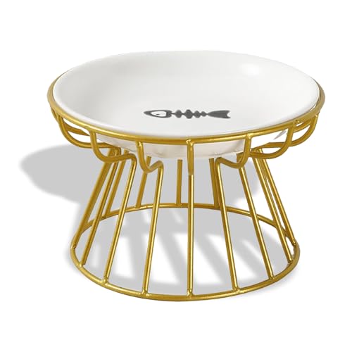 Katzen Essen Schale Hoch, rutschfeste, Hohe Basisdesign, Schutz der Halswirbelsäule für Haustiere, Keramikmaterial, Leicht zu Reinigen, Breites Munddesign, Erbrechenschutz von KYGVHOHI