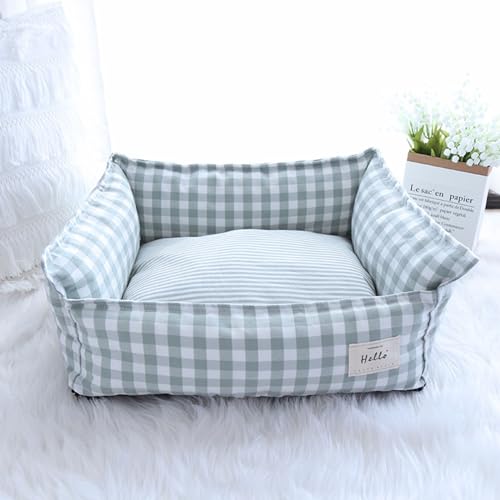 KYMMPL Abnehmbares Hundebett, weich, rutschfest, waschbar, Baumwolle, warm, flauschig, Haustiersofa für Katzen, Hunde, kleine und mittelgroße Hunde, Sofabett (50 x 40 x 20 cm, Hellgrün) von KYMMPL