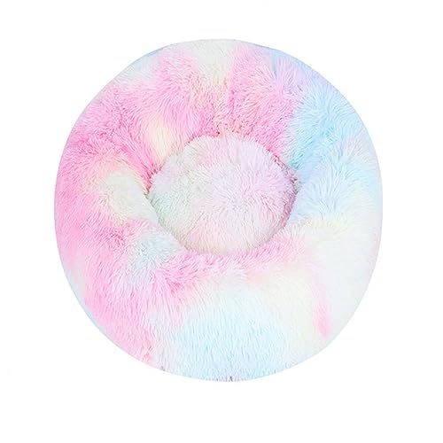 Beruhigendes Hunde- und Katzenbett, flauschiges Plüsch, Donut-Haustierbett für kleine Hunde, Katzen, weich, Welpen, Kätzchen, Kuschelbett, rund, waschbar, 80 cm, Stil 12 von KYMMPL