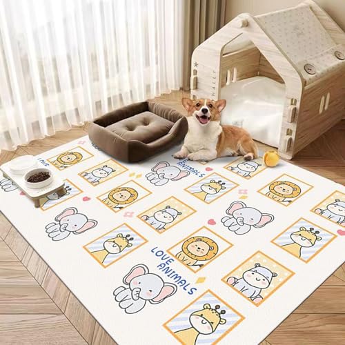 Haustier-Bodenmatte, Cartoon-Hunde-Design, wasserdicht, urinbeständig, rutschfest, spezielle Bodenmatte, schmutzabweisend, Katzen-Platzdeckchen, Lederteppich (60 x 90 cm, Stil 3) von KYMMPL