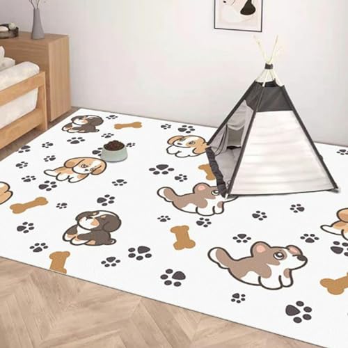 Haustier-Bodenmatte, Cartoon-Hunde-Design, wasserdicht, urinbeständig, rutschfest, spezielle Bodenmatte, schmutzabweisend, Katzen-Platzdeckchen, Lederteppich (90 x 90 cm, Stil 7) von KYMMPL