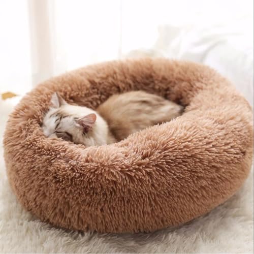 Haustierhütte, Plüsch, Dount Katzenmatte, rutschfest, warmes Hundebett, weiches Kunstfell-Oberflächenmaterial, Haustier-Pad, flauschig, Anti-Angst-Hundebett (S,Khaki) von KYMMPL
