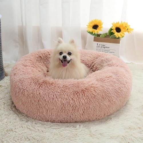 Hundehütte, Katzenhütte, Plüsch, warm, rund, beruhigend, Anti-Angst, Haustierbett, rutschfeste Unterseite, maschinenwaschbar, Hundebett, Matte, Haustiermatratze (40 cm, Lederpulver) von KYMMPL