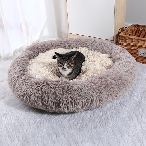 KYMMPL Beruhigendes Marshmallow-Donut-Hundebett, Anti-Angst, rund, weich, flauschig, Plüsch, verdickt, warm, Haustierbett für Hunde und Katzen (120 cm, Stil 2) von KYMMPL