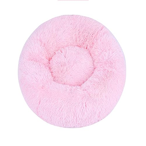 KYMMPL Flauschiges Donut-Hundebett, langes Plüsch, beruhigendes Katzenbett, rundes Kuschelbett mit rutschfester Unterseite, Anti-Angst-Haustierbett (120 cm, pink3) von KYMMPL