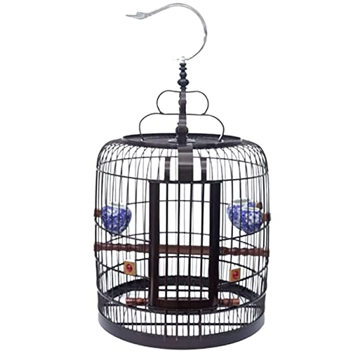Geräumiger Vogelkäfig aus Aluminiumlegierung, hängender Vogelkäfig mit Haken, rundes Zucht-Ornament-Vogelnest, Flugvogelkäfig mit Holzstangen, tragbar, Messing, Geräumiger Vogelkäfig aus Aluminiumlegierung, hängender Vogelkäfig mit Haken, rundes Zucht-Ornament-Vogelnest, Flugvogelkäfig mit Holzstangen, tragbar, Messing, von KYTGFH