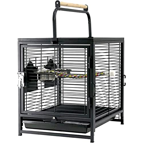 Geräumiger Vogelkäfig aus Metall, Stabiler Vogelkäfig mit Rollständer und Futterspender, Tragbarer Flugvogelkäfig für die meisten Vögel & Kleintiere Tragbar von KYTGFH