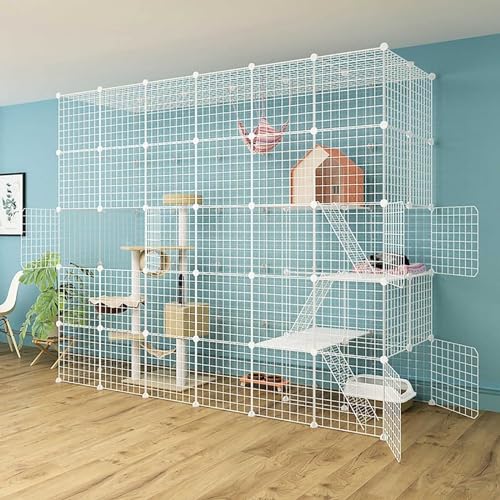 Katzenkäfig für den Innen- und Außenbereich, DIY-Katzenlaufstall, ideal für 1–4 Katzen, Metallzaun für Welpen, Kaninchen, Kätzchen, geschlossenes Laufgitter für drinnen und draußen, einfarbig, 86,2 von KYTGFH