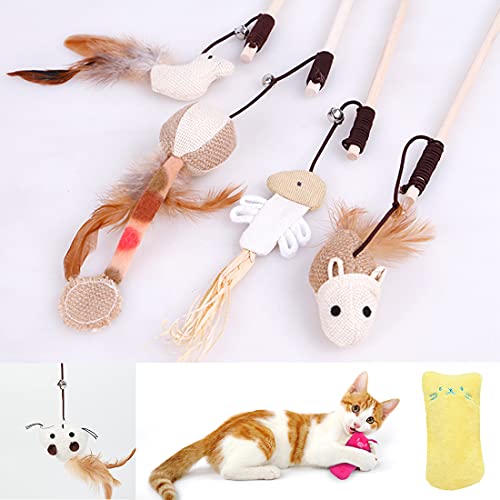 croselyu Katzenspielzeugfeder, Interaktives Katzenspielzeugset | 5 Natrliche Holzstbchen, 5 Verschiedene Plschtiere, Natrliche Federn, Plschtiere und Elastisches Seil (style4) croselyu Katzenspielzeugfeder, Interaktives Katzenspielzeugset | 5 Natrliche Holzstbchen, 5 Verschiedene Plschtiere, Natrliche Federn, Plschtiere und Elastisches Seil (style4) von croselyu