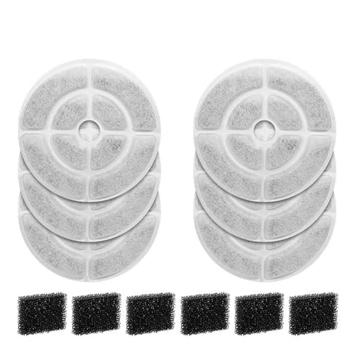 17,8 cm Hunde-Wasserbrunnenfilter, Dreifach-Filtrationssystem, Haustier-Hundebrunnen-Filterersatz, 18 cm große Filter für Sibays 9,5 l Hundenapffilter (6 Filter + 6 Schwämme) von KYUQY