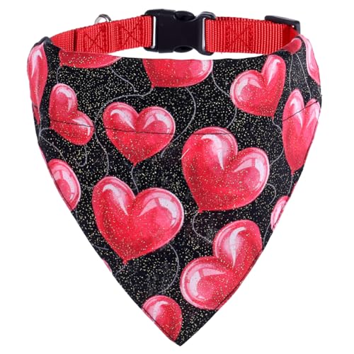Valentinstag Hundehalsband mit Bandana, verstellbares Dreieck-Lätzchen, Schal, Zubehör für Hunde, Katzen, Haustiere, Größe M von KZHAREEN