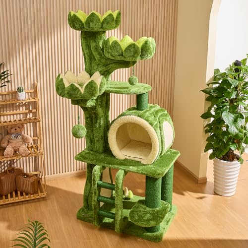 KZLAA Luxus-Katzenbaum für Indoor-Katzen, All-in-One hoher Blumenturm mit Kratzbaum, mehrstufiger robuster Kratzbaum für Indoor-Katzen, Massivholz-Katzenhaus für mehrere Katzenfamilien, 203 cm KZLAA Luxus-Katzenbaum für Indoor-Katzen, All-in-One hoher Blumenturm mit Kratzbaum, mehrstufiger robuster Kratzbaum für Indoor-Katzen, Massivholz-Katzenhaus für mehrere Katzenfamilien, 203 cm von KZLAA