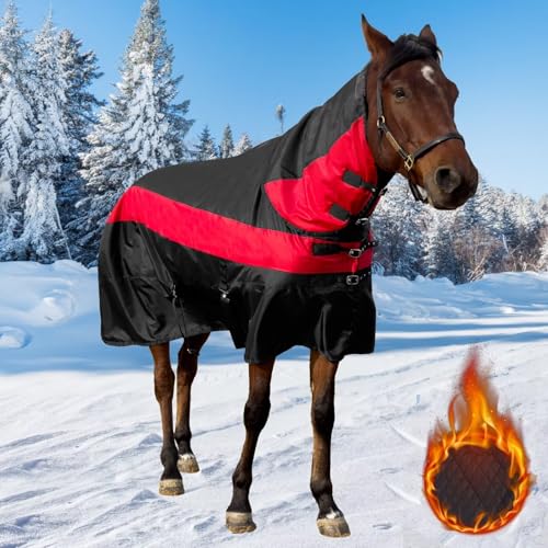 1600D wasserdichte Pferdedecke für Pferde, schwere Winterdecke für Pferde, 400 g Füllung, mit abnehmbarem Halsbezug, Regendecke für Pferde, 155 cm 1600D wasserdichte Pferdedecke für Pferde, schwere Winterdecke für Pferde, 400 g Füllung, mit abnehmbarem Halsbezug, Regendecke für Pferde, 155 cm von Kabahorze