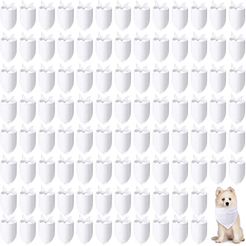 200 Stück Hundehalstücher in Bulk White Sublimation Pet Bandanas Blank Triangle Dog Transfer Scarf Solide Verstellbare Hundelätzchen DIY Polyester Hund Kerchief Bekleidung für kleine, mittelgroße und große Welpen Haustiere von Kacctyen