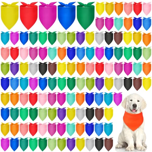 Kacctyen Hundehalstücher, einfarbig, blanko, Hundehalstücher, Wärmeübertragung, dreieckig, waschbar, verstellbar, für Hunde, Welpen, Katzen, Haustiere (80 x 55 x 55 cm), 100 Stück von Kacctyen