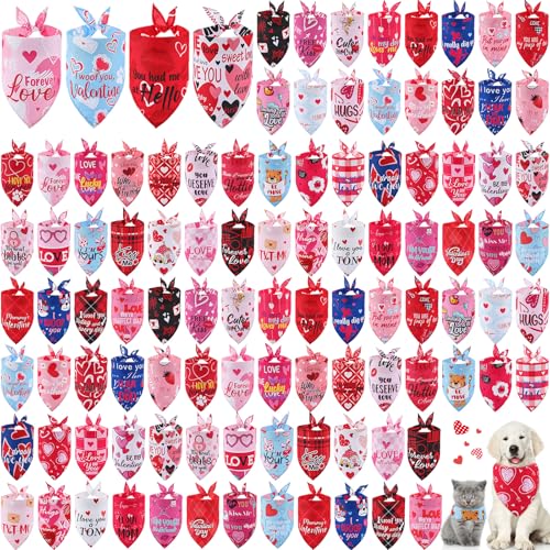 Kacctyen Hundehalstücher zum Valentinstag, mit Sprüchen, Dreieckstuch für Haustiere, waschbar, verstellbar, für kleine, mittelgroße und große Hunde, Katzen, Kostüm-Zubehör, 100 Stück Kacctyen Hundehalstücher zum Valentinstag, mit Sprüchen, Dreieckstuch für Haustiere, waschbar, verstellbar, für kleine, mittelgroße und große Hunde, Katzen, Kostüm-Zubehör, 100 Stück von Kacctyen