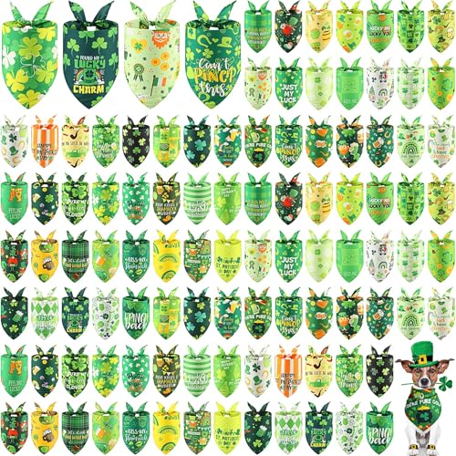 Kacctyen St. Patrick's Day Halstücher für Hunde, Halstücher für Hunde, saisonales Haustierzubehör, verstellbar, niedlich, waschbar, Dreieckstuch für kleine bis mittelgroße Haustiere, 100 Stück von Kacctyen