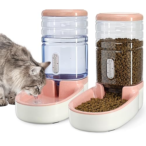 Automatischer Futterspender und Wasserspender für Hunde und Katzen, Schwerkraft-Futterspender und Bewässerungsset mit Futternapf für kleine, mittelgroße Hunde, Welpen, Kätzchen, große Kapazität, 3,8 l Automatischer Futterspender und Wasserspender für Hunde und Katzen, Schwerkraft-Futterspender und Bewässerungsset mit Futternapf für kleine, mittelgroße Hunde, Welpen, Kätzchen, große Kapazität, 3,8 l von Kacoomi