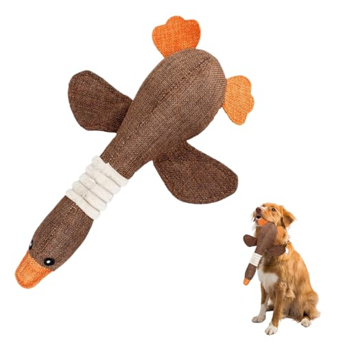 Hundespielzeug Unzerstörbar | Kauspielzeug Hund | Robust Enten | Gefüllte Spielzeug | Dog Toys | Quietschend Plüsch Hundespielzeug für Große und Kleine Hunde (braun) von Kaezuy