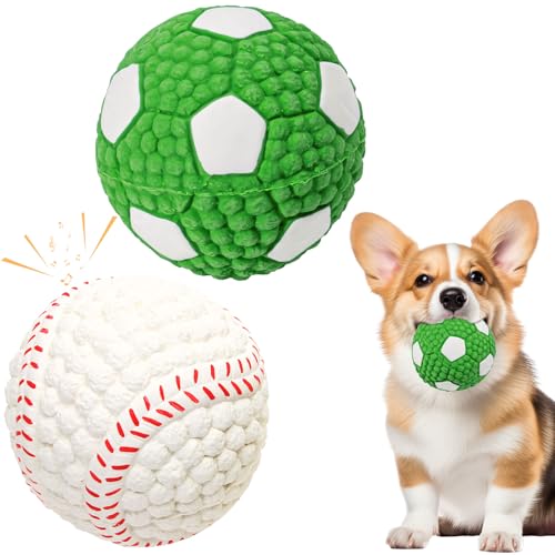 Kaezuy Hundeball, Hundespielzeug Ball Latex Hunde Spielzeug Fußball, Apportierball Hundeball für Katzen Werfen Interaktives Hundespielzeug Zahnreinigung Kauspielzeug für Jagdübung (Set-B) von Kaezuy