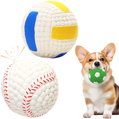Kaezuy Hundeball, Hundespielzeug Ball Latex Hunde Spielzeug Fußball, Apportierball Hundeball für Katzen Werfen Interaktives Hundespielzeug Zahnreinigung Kauspielzeug für Jagdübung (Set-C) von Kaezuy