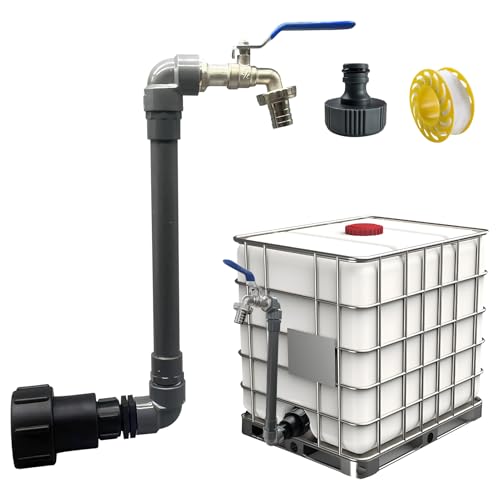 Kaezuy IBC Tank Zubehör, 1000L Wassertank Wasserhahn, IBC Tank Auslaufhahn mit 3/4 Zoll Anschluss IBC Adapter for S60x6 Wassertank IBC Container Wasserhahn Schlauchanschluss Ersatz (Set-B) von Kaezuy