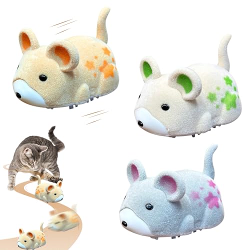 Kaezuy Katzenspielzeug Selbstbeschäftigung Elektrisch Maus, 2025 Neu Interaktives Katzenspielzeug Maus mit Basisbürste, Elektrisches Hamster Cat Toy Selbst Bewegen Hindernisse Vermeiden (3Pcs) von Kaezuy