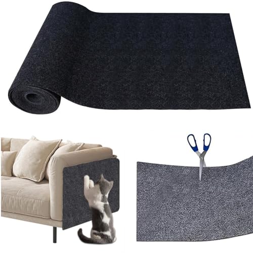 Kratzmatte Katze, Selbstklebend Kratzteppich, Kratzmatte für Katzen, DIY Trimmbarer Teppich, Kratzschutz Katzenkratzmatte für Schützt Teppiche Sofa Möbelschutz (Schwarz, 40 * 100cm) von Kaezuy